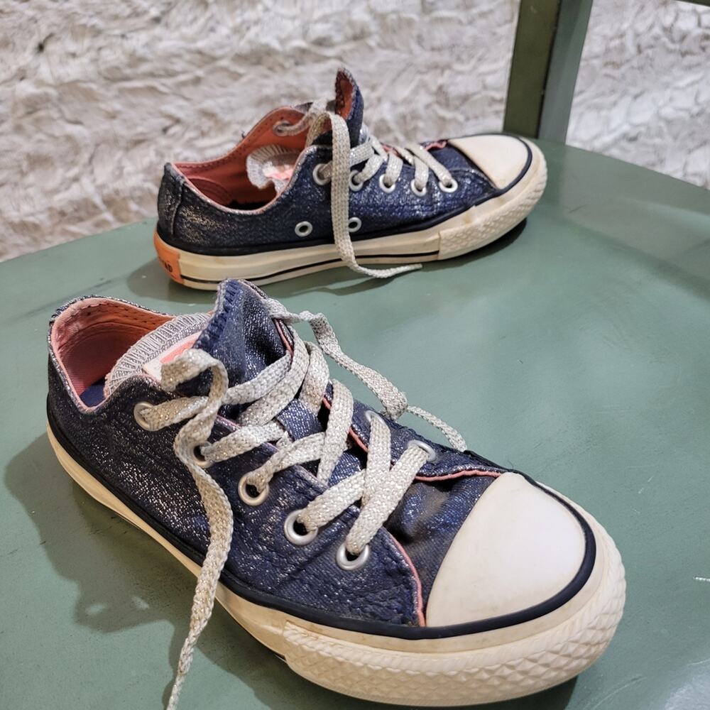 Converse Low-Top Metallic Blue Sneakers Kids Size 12, Play, Trendy